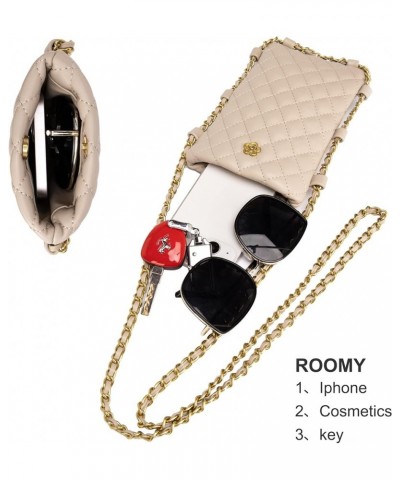 Small Crossbody Cell Phone Purse for Women Soft Chain Quilted Cellphone Wallet Bag B Khaki $12.53 Crossbody Bags