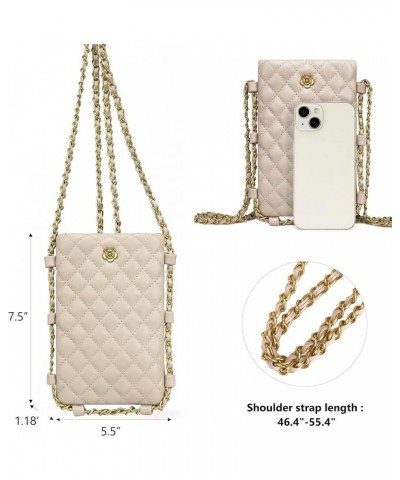 Small Crossbody Cell Phone Purse for Women Soft Chain Quilted Cellphone Wallet Bag B Khaki $12.53 Crossbody Bags