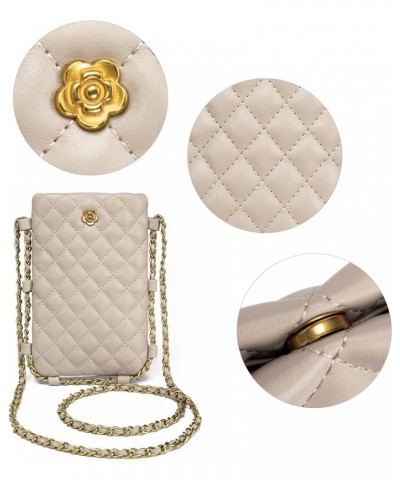 Small Crossbody Cell Phone Purse for Women Soft Chain Quilted Cellphone Wallet Bag B Khaki $12.53 Crossbody Bags