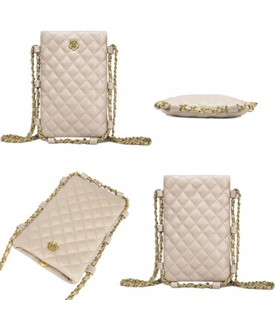 Small Crossbody Cell Phone Purse for Women Soft Chain Quilted Cellphone Wallet Bag B Khaki $12.53 Crossbody Bags