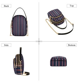 Tropical Green Leaves Wallet Phone Bag Small PU Leather Women's Shoulder Purses Quilted Designer Satchels Bags Stripe Navy Bl...