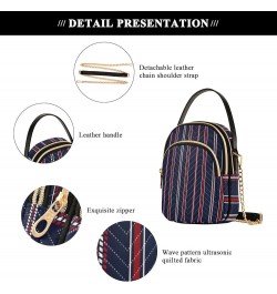 Tropical Green Leaves Wallet Phone Bag Small PU Leather Women's Shoulder Purses Quilted Designer Satchels Bags Stripe Navy Bl...