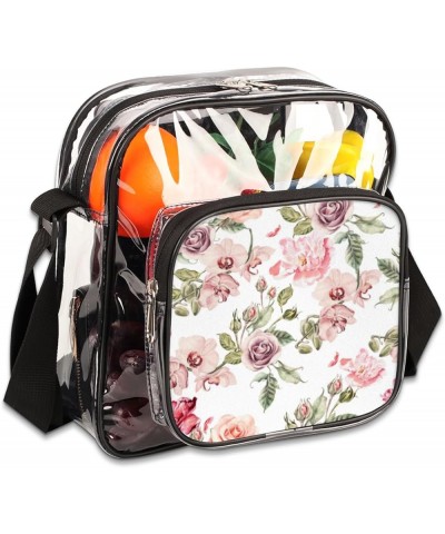 Floret Stadium-Approved Clear Crossbody Bag with Colorful Print Design Flower Plant Peony $15.11 Crossbody Bags