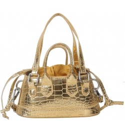 Women Shoulder Bag Retro Pattern Satchel Bags Drawstring Mini Bag Purse Bag Gold $9.58 Satchels