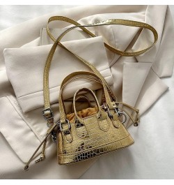 Women Shoulder Bag Retro Pattern Satchel Bags Drawstring Mini Bag Purse Bag Gold $9.58 Satchels