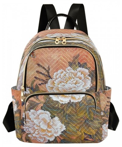 Fashion Backpack Mini Backpack Purse Casual Daily Backpack Peony and Butterfly for Travel for College Work Small $15.58 Backp...