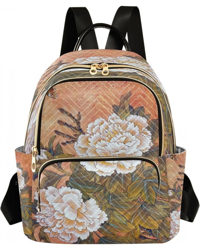 Fashion Backpack Mini Backpack Purse Casual Daily Backpack Peony and Butterfly for Travel for College Work Small $15.58 Backp...