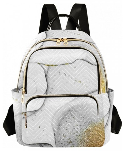 Women Backpack Grey White Golden Marble Durable Travel Backpack Lightweight Handbag Lady Purse Roomy Double Zipper Weekend Ba...