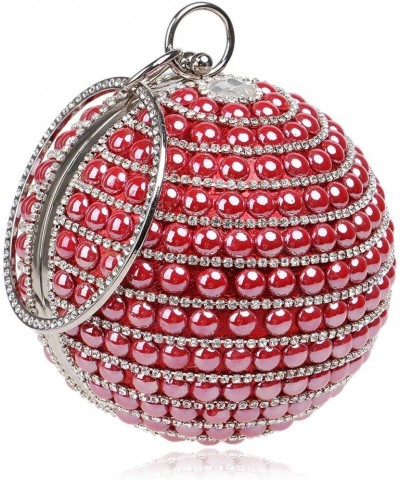 Womens Party Banquet Glitter Purse Clutch Bag Diamond Spherical Cocktail Evening Formal Red $18.97 Evening Bags