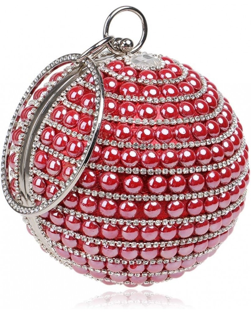 Womens Party Banquet Glitter Purse Clutch Bag Diamond Spherical Cocktail Evening Formal Red $18.97 Evening Bags