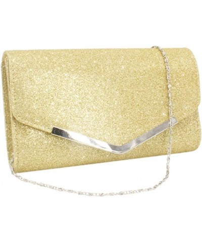 3-in-1 STYLE Evening Bag Handbag Shoulder With Magnetic Button Closure Chain Bag for Women Ladies Sparkling Party Golden $16....