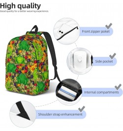 Frog Print Unisex Canvas Backpack Cute Backpack For Travel Sports Casual Aesthetic Backpack Black Medium $24.21 Backpacks