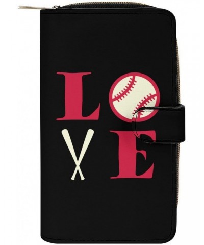 I Love Baseball PU Leather Womens Wallet Large Capacity Zippered Bifold Purse with 12 Card Slot Coin Case $18.86 Wallets