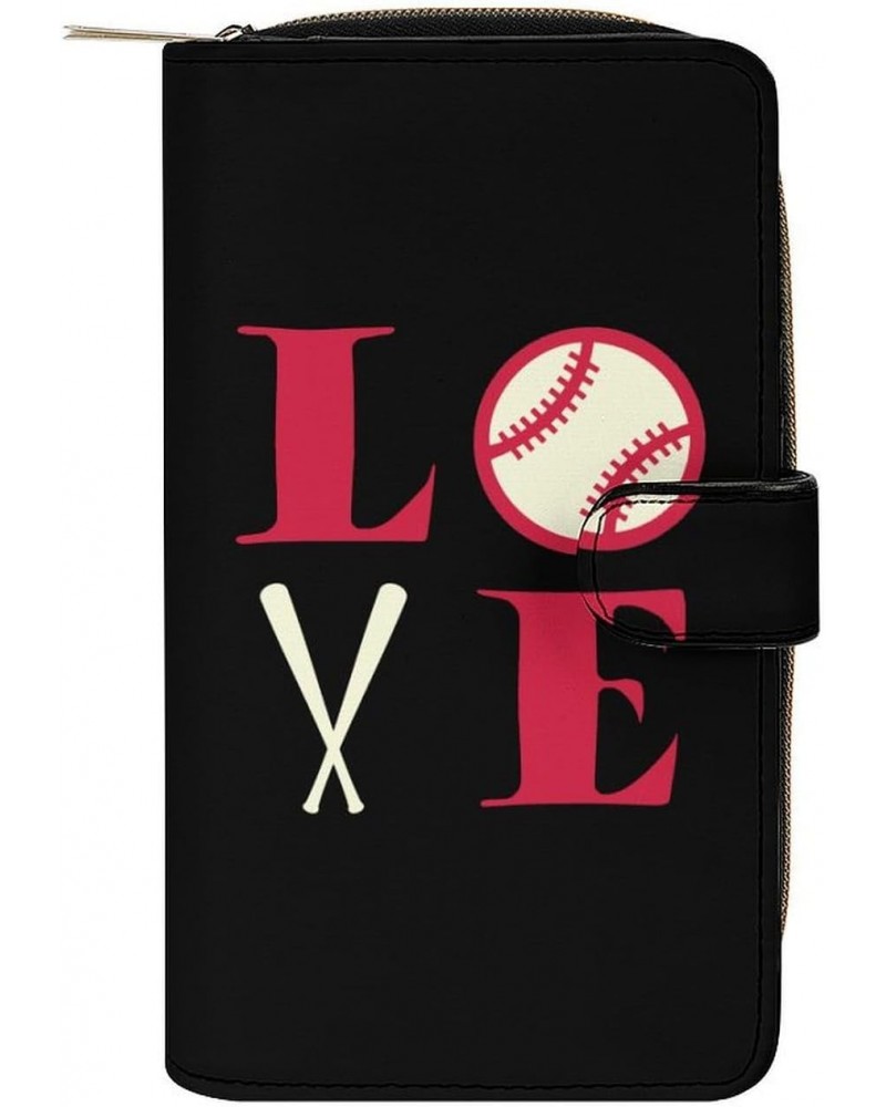 I Love Baseball PU Leather Womens Wallet Large Capacity Zippered Bifold Purse with 12 Card Slot Coin Case $18.86 Wallets