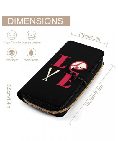 I Love Baseball PU Leather Womens Wallet Large Capacity Zippered Bifold Purse with 12 Card Slot Coin Case $18.86 Wallets