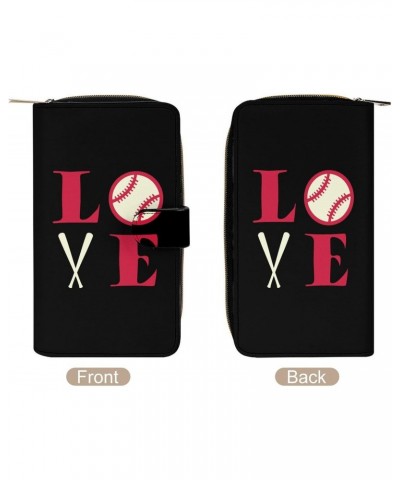 I Love Baseball PU Leather Womens Wallet Large Capacity Zippered Bifold Purse with 12 Card Slot Coin Case $18.86 Wallets