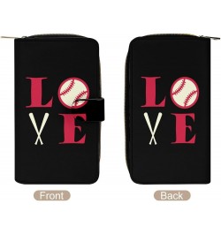 I Love Baseball PU Leather Womens Wallet Large Capacity Zippered Bifold Purse with 12 Card Slot Coin Case $18.86 Wallets