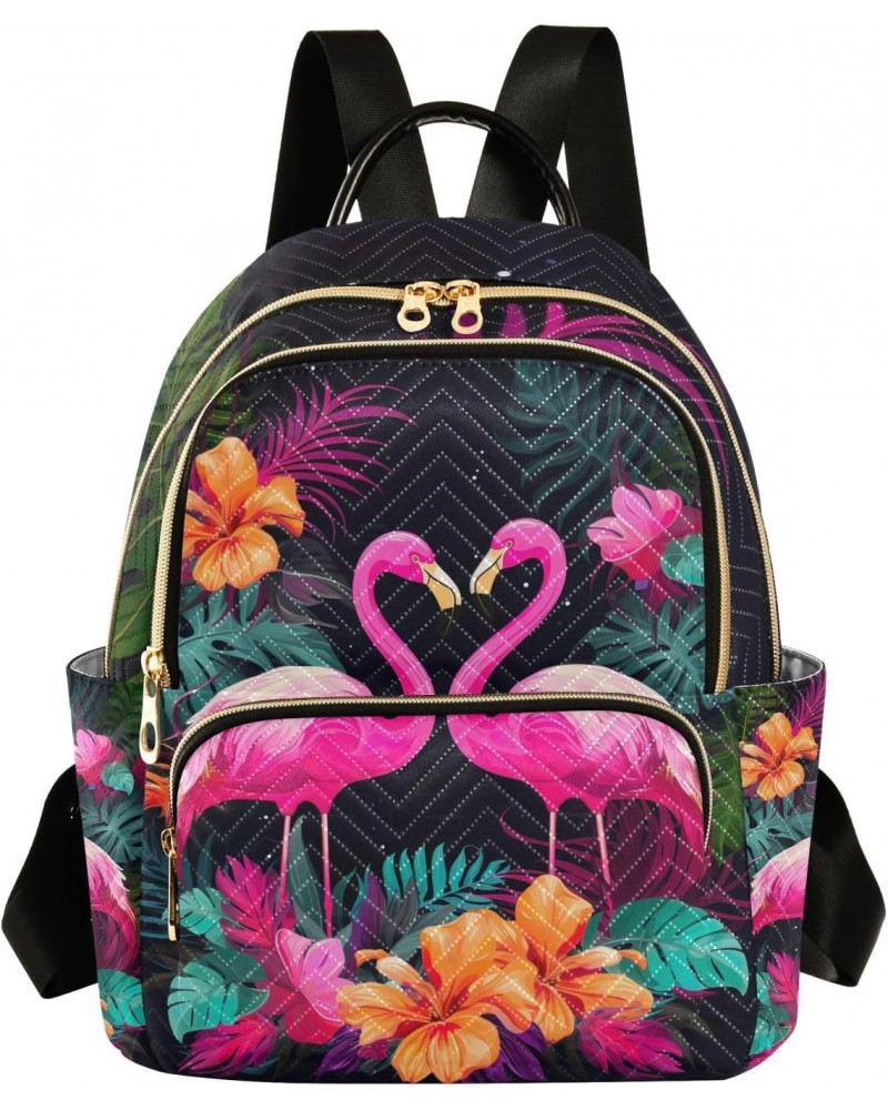 Flamingos Tropical Flower Backpack for Women Casual Daypack Shoulder Bag Lightweight Travel Purse Small Backpacks for Outdoor...