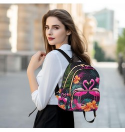 Flamingos Tropical Flower Backpack for Women Casual Daypack Shoulder Bag Lightweight Travel Purse Small Backpacks for Outdoor...