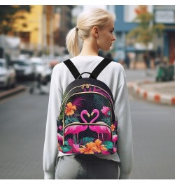 Flamingos Tropical Flower Backpack for Women Casual Daypack Shoulder Bag Lightweight Travel Purse Small Backpacks for Outdoor...