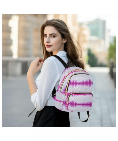 Women Backpack Batik Tie Dye Abstract Pink Stripes Durable Travel Backpack Lightweight Handbag Lady Purse Roomy Double Zipper...