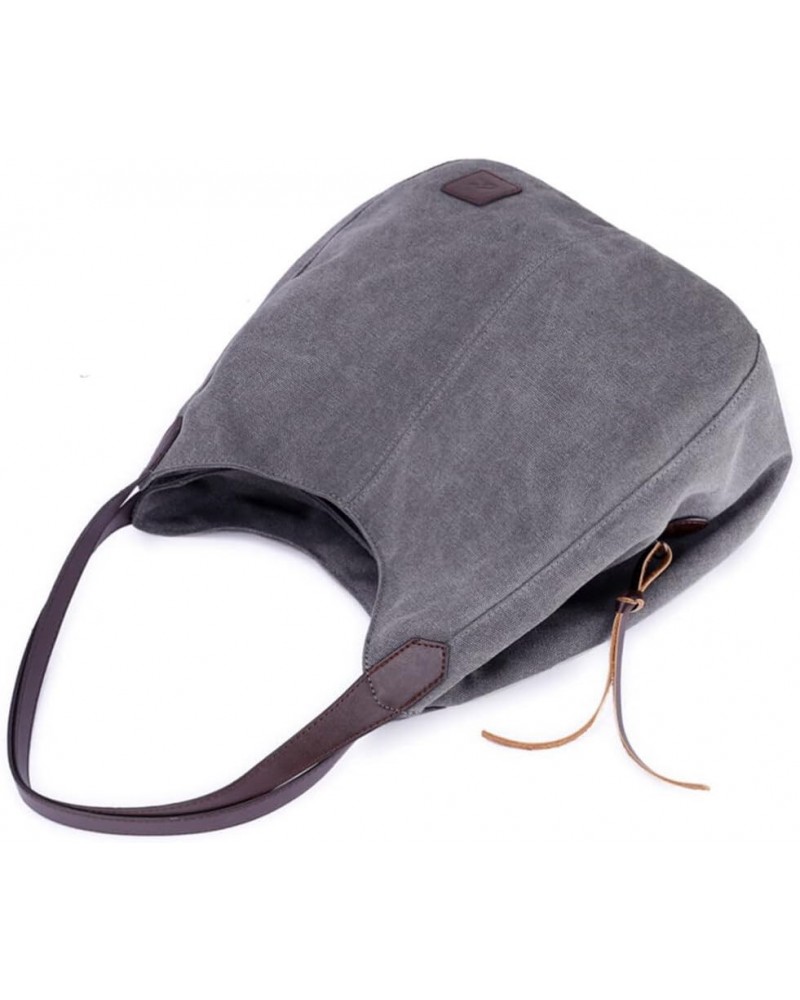 Ladies Casual Hobo Large- capacity Handbag Canvas Work Bag Women Tote Bag Handle Shoulder Bag Casual Grey $17.98 Totes