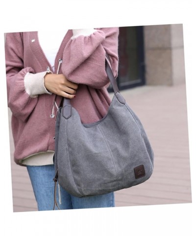 Ladies Casual Hobo Large- capacity Handbag Canvas Work Bag Women Tote Bag Handle Shoulder Bag Casual Grey $17.98 Totes