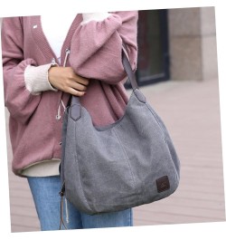 Ladies Casual Hobo Large- capacity Handbag Canvas Work Bag Women Tote Bag Handle Shoulder Bag Casual Grey $17.98 Totes