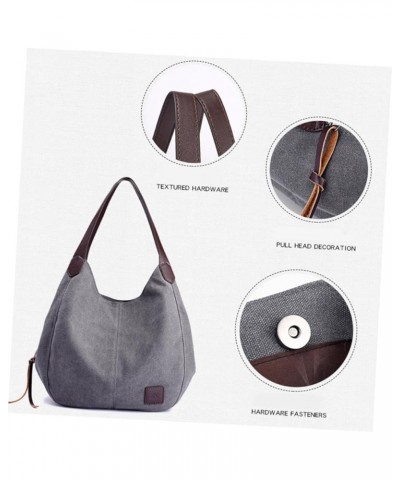 Ladies Casual Hobo Large- capacity Handbag Canvas Work Bag Women Tote Bag Handle Shoulder Bag Casual Grey $17.98 Totes