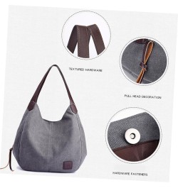 Ladies Casual Hobo Large- capacity Handbag Canvas Work Bag Women Tote Bag Handle Shoulder Bag Casual Grey $17.98 Totes