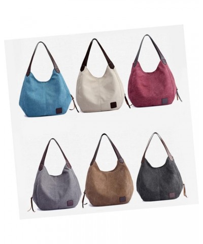 Ladies Casual Hobo Large- capacity Handbag Canvas Work Bag Women Tote Bag Handle Shoulder Bag Casual Grey $17.98 Totes