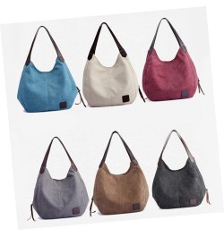 Ladies Casual Hobo Large- capacity Handbag Canvas Work Bag Women Tote Bag Handle Shoulder Bag Casual Grey $17.98 Totes