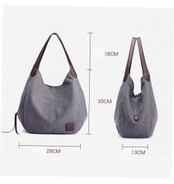 Ladies Casual Hobo Large- capacity Handbag Canvas Work Bag Women Tote Bag Handle Shoulder Bag Casual Grey $17.98 Totes