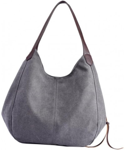 Ladies Casual Hobo Large- capacity Handbag Canvas Work Bag Women Tote Bag Handle Shoulder Bag Casual Grey $17.98 Totes