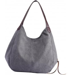 Ladies Casual Hobo Large- capacity Handbag Canvas Work Bag Women Tote Bag Handle Shoulder Bag Casual Grey $17.98 Totes