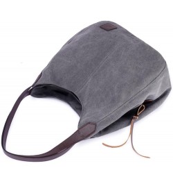 Ladies Casual Hobo Large- capacity Handbag Canvas Work Bag Women Tote Bag Handle Shoulder Bag Casual Grey $17.98 Totes