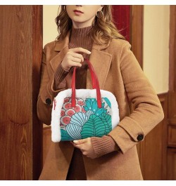 Christmas Floral Fluffy Handbag Shoulder Bag, Flower Pattern Plush Underarm Bag Messenger Bag For Women Girl Teens Winter 99 ...