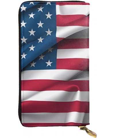 American Flag picture Leather long clutch wallet : Comfortable, lightweight, waterproof, durable 7.48 x 4.13 in $25.92 Clutches