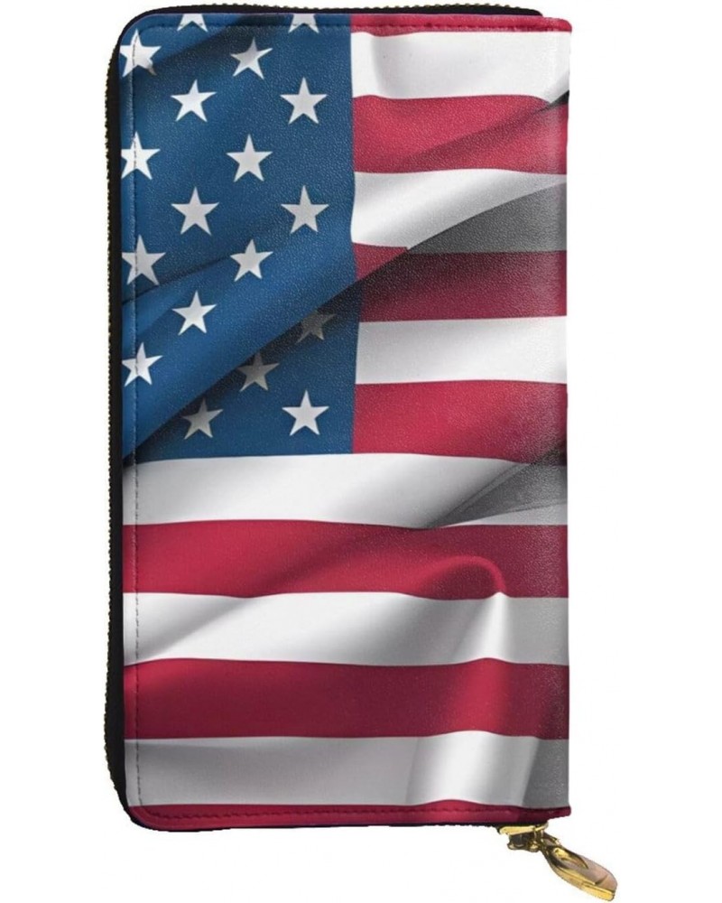 American Flag picture Leather long clutch wallet : Comfortable, lightweight, waterproof, durable 7.48 x 4.13 in $25.92 Clutches