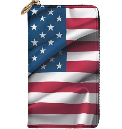 American Flag picture Leather long clutch wallet : Comfortable, lightweight, waterproof, durable 7.48 x 4.13 in $25.92 Clutches