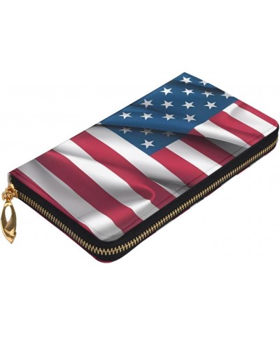 American Flag picture Leather long clutch wallet : Comfortable, lightweight, waterproof, durable 7.48 x 4.13 in $25.92 Clutches