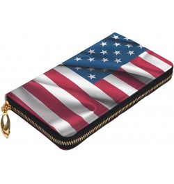 American Flag picture Leather long clutch wallet : Comfortable, lightweight, waterproof, durable 7.48 x 4.13 in $25.92 Clutches