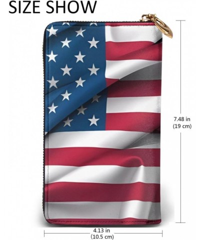 American Flag picture Leather long clutch wallet : Comfortable, lightweight, waterproof, durable 7.48 x 4.13 in $25.92 Clutches