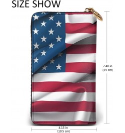 American Flag picture Leather long clutch wallet : Comfortable, lightweight, waterproof, durable 7.48 x 4.13 in $25.92 Clutches