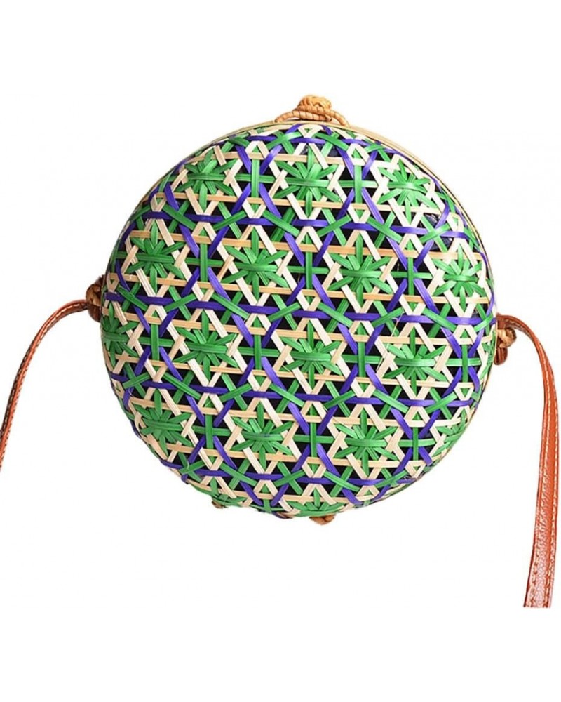 Rattan Crossbody Bag for Women, Floral Pattern Handwoven Round Rattan Shoulder Bag, Summer Beach Weave Shoulder Bag Handbag w...