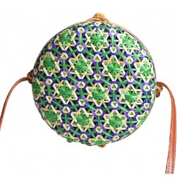 Rattan Crossbody Bag for Women, Floral Pattern Handwoven Round Rattan Shoulder Bag, Summer Beach Weave Shoulder Bag Handbag w...