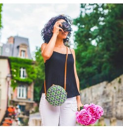 Rattan Crossbody Bag for Women, Floral Pattern Handwoven Round Rattan Shoulder Bag, Summer Beach Weave Shoulder Bag Handbag w...