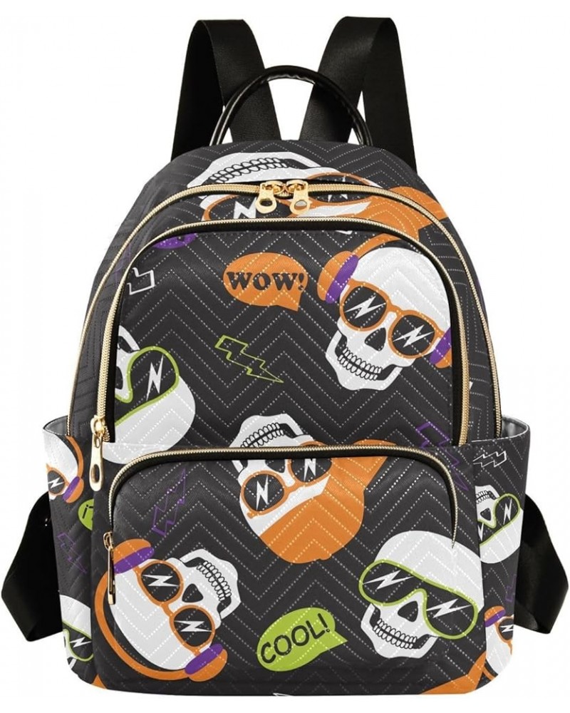 Small Backpack for Women Travel Bag Cool Skeleton Skull Daypack Purse Fashion Shoulder Bag Rucksack Medium A268 $13.25 Backpacks