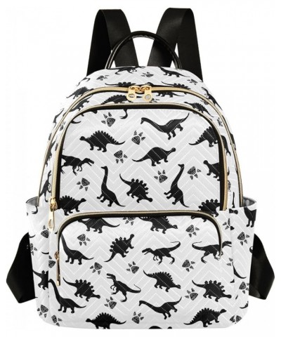 Cute Dinosaurs Black White Backpack Purse for Women Anti-theft Small Fashion Travel Backpack Back Pack HandBag Lady Gifts,M M...