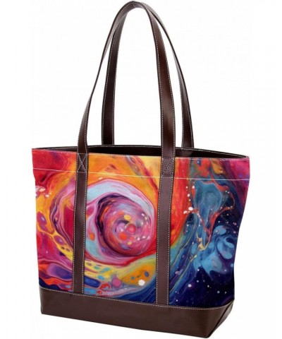 The Tote Bag For Women,Tote Bag With Zipper,Canvas Tote Bag,Abstract Watercolor Paint Colored Handbags $28.14 Totes